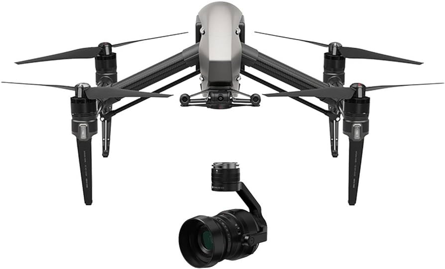 DJI Inspire american drone infront of transparent background