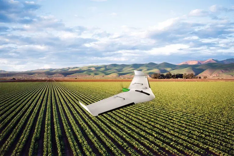 Delair UX Large Area Mapping Drone flying high above the farm