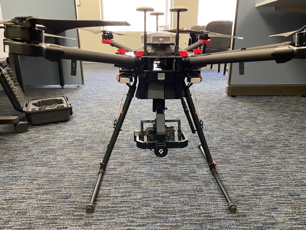 Leica aibot drone placed in indoors