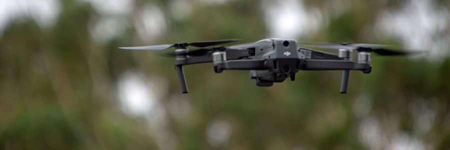 A close view of a drone flying