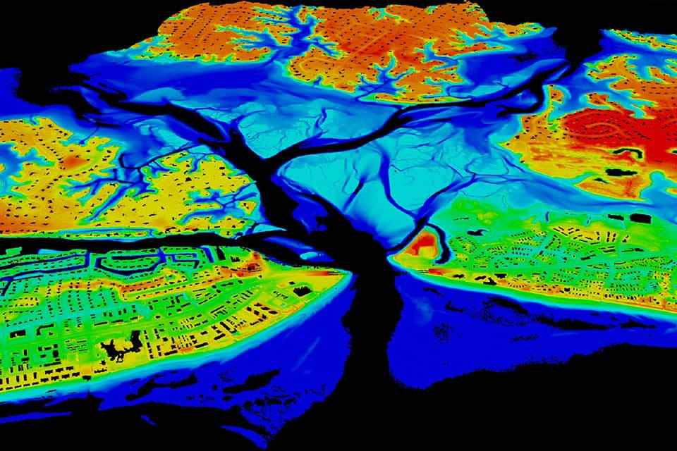 A view of a topographic lidar map graphic view