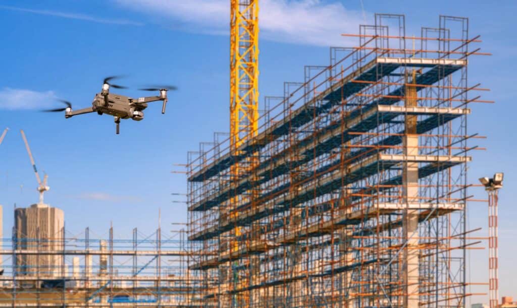 a drone flying on a site