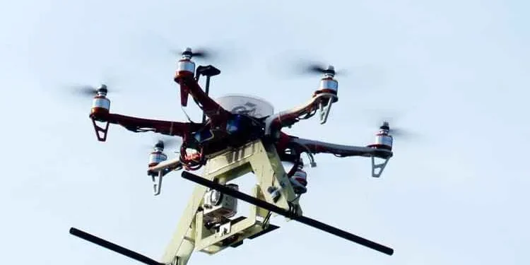 a drone is flying