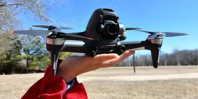 dji fpv drone in a hand