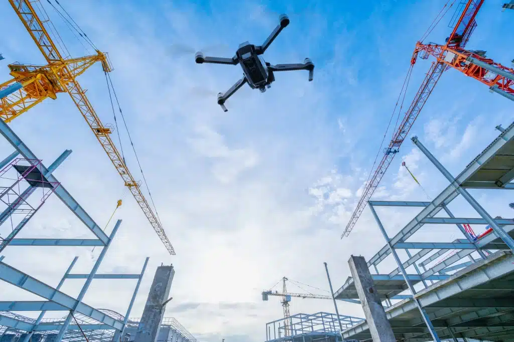 drone above the construction site