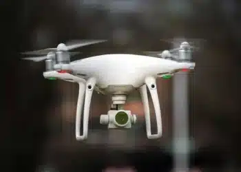 drone flying high in the sky