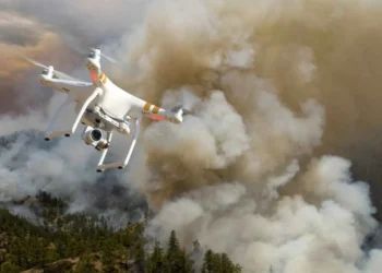 emergency response drone active during wildfire crisis