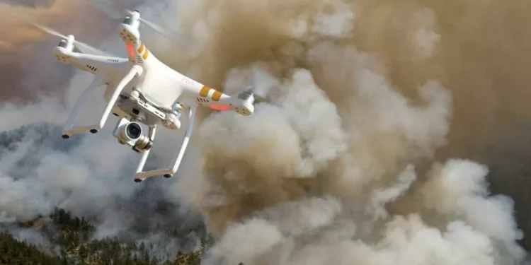 emergency response drone active during wildfire crisis