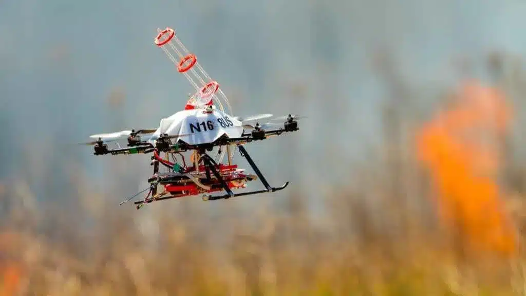 firecopter drone in a big wildfire