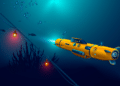 Autonomous underwater drone or robot with camera exploration seabed
